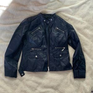 Leather bomber jacket